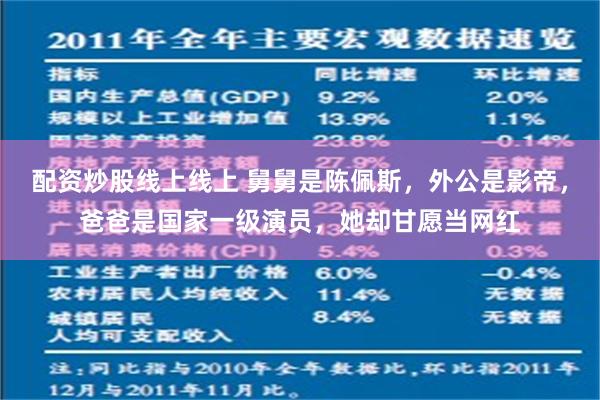 配资炒股线上线上 舅舅是陈佩斯，外公是影帝，爸爸是国家一级演员，她却甘愿当网红