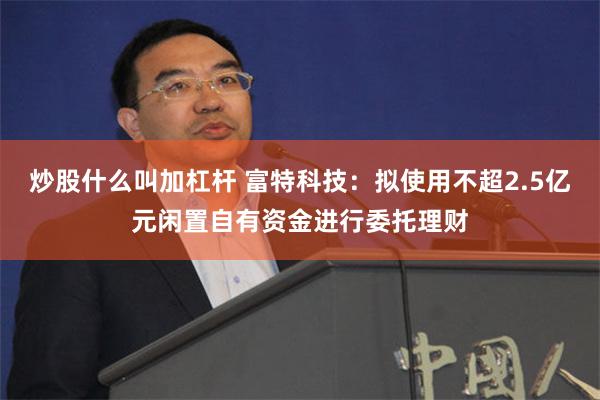 炒股什么叫加杠杆 富特科技：拟使用不超2.5亿元闲置自有资金进行委托理财