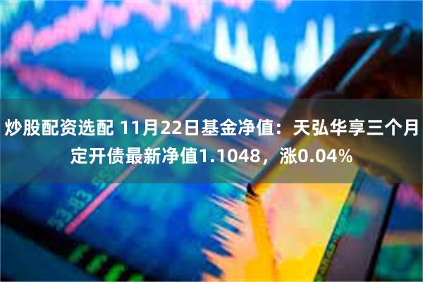 炒股配资选配 11月22日基金净值：天弘华享三个月定开债最新净值1.1048，涨0.04%