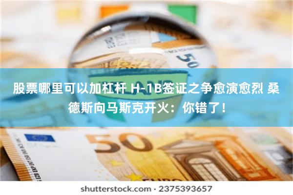 股票哪里可以加杠杆 H-1B签证之争愈演愈烈 桑德斯向马斯克开火：你错了！