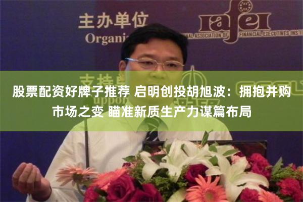 股票配资好牌子推荐 启明创投胡旭波：拥抱并购市场之变 瞄准新质生产力谋篇布局