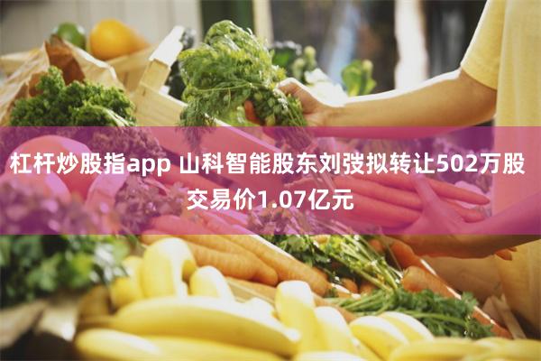 杠杆炒股指app 山科智能股东刘弢拟转让502万股 交易价1.07亿元