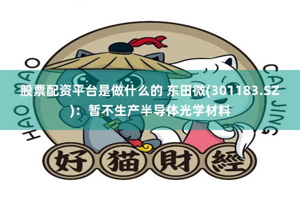 股票配资平台是做什么的 东田微(301183.SZ)：暂不生产半导体光学材料